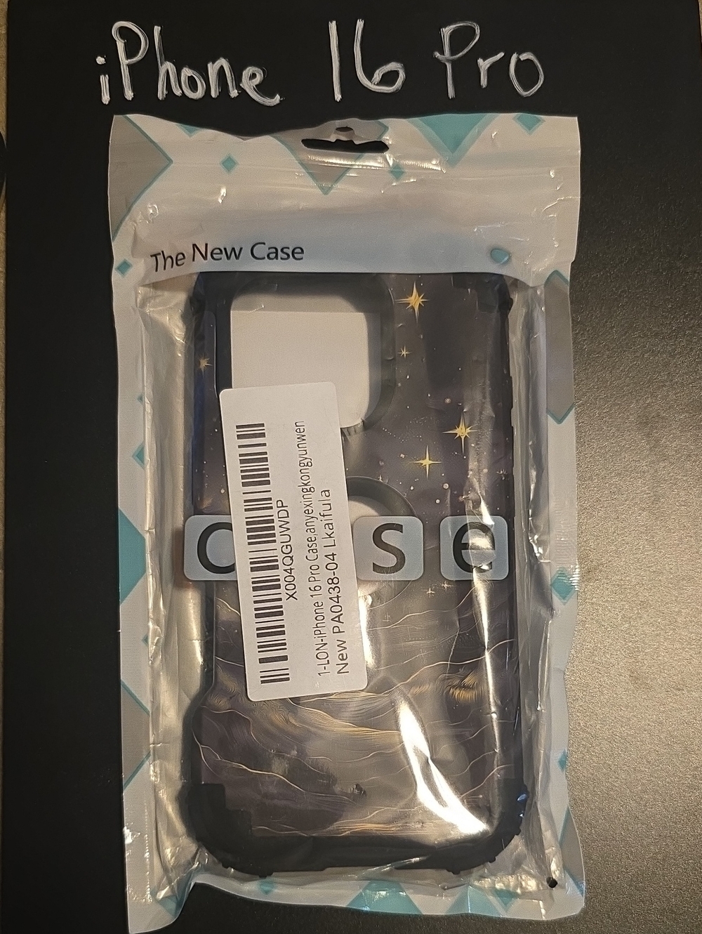 NIB NWT iPhone 16 Pro Case Navy Blue Gold Celestial Star Galaxy Protective Cover
